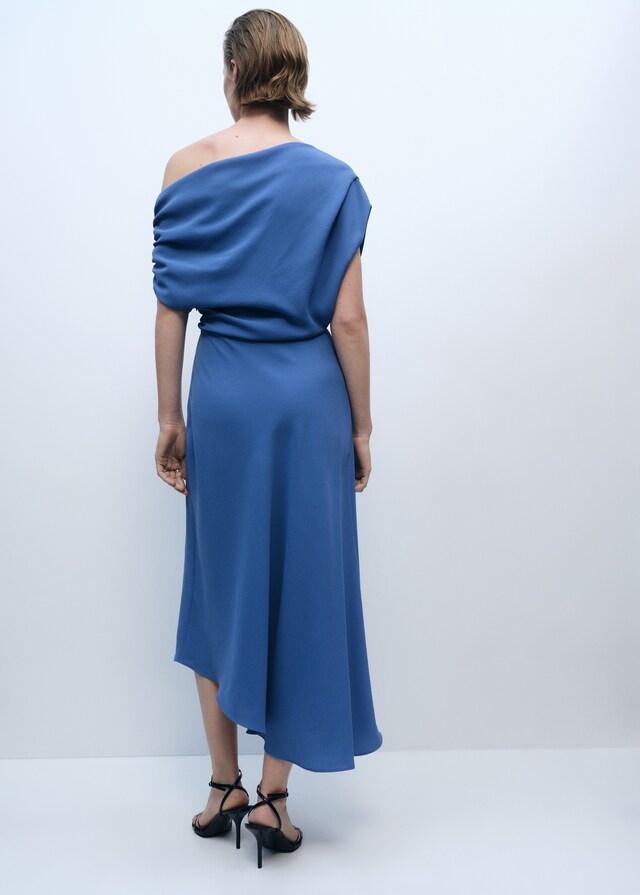 Mango Vestido midi cuello asimétrico Ofertas especiales