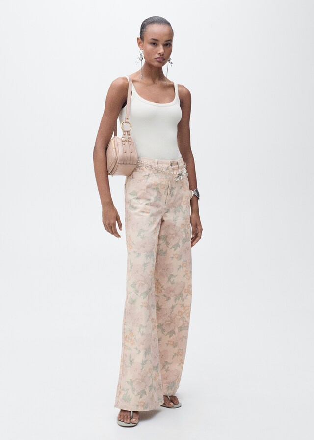 Mango Jeans wideleg estampado floral Rebajas de fin de temporada