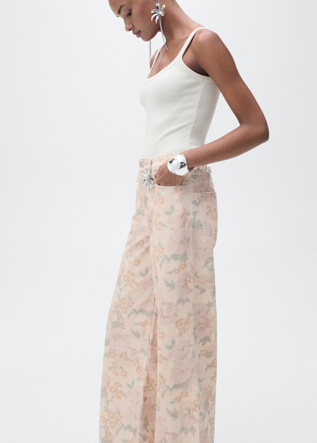 Mango Jeans wideleg estampado floral Rebajas de fin de temporada