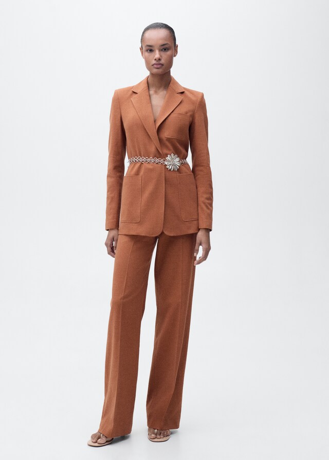 Mango Pantalón traje mezcla algodón y lino Ofertas