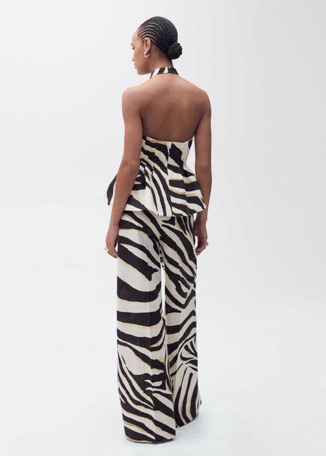 Mango Pantalón wideleg pinzas cebra En oferta
