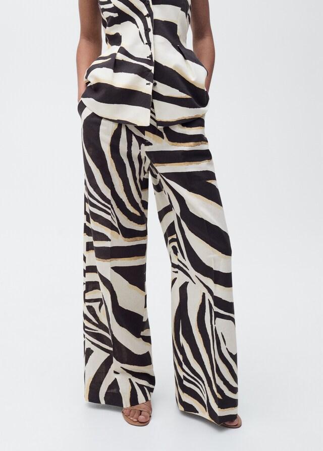 Mango Pantalón wideleg pinzas cebra En oferta