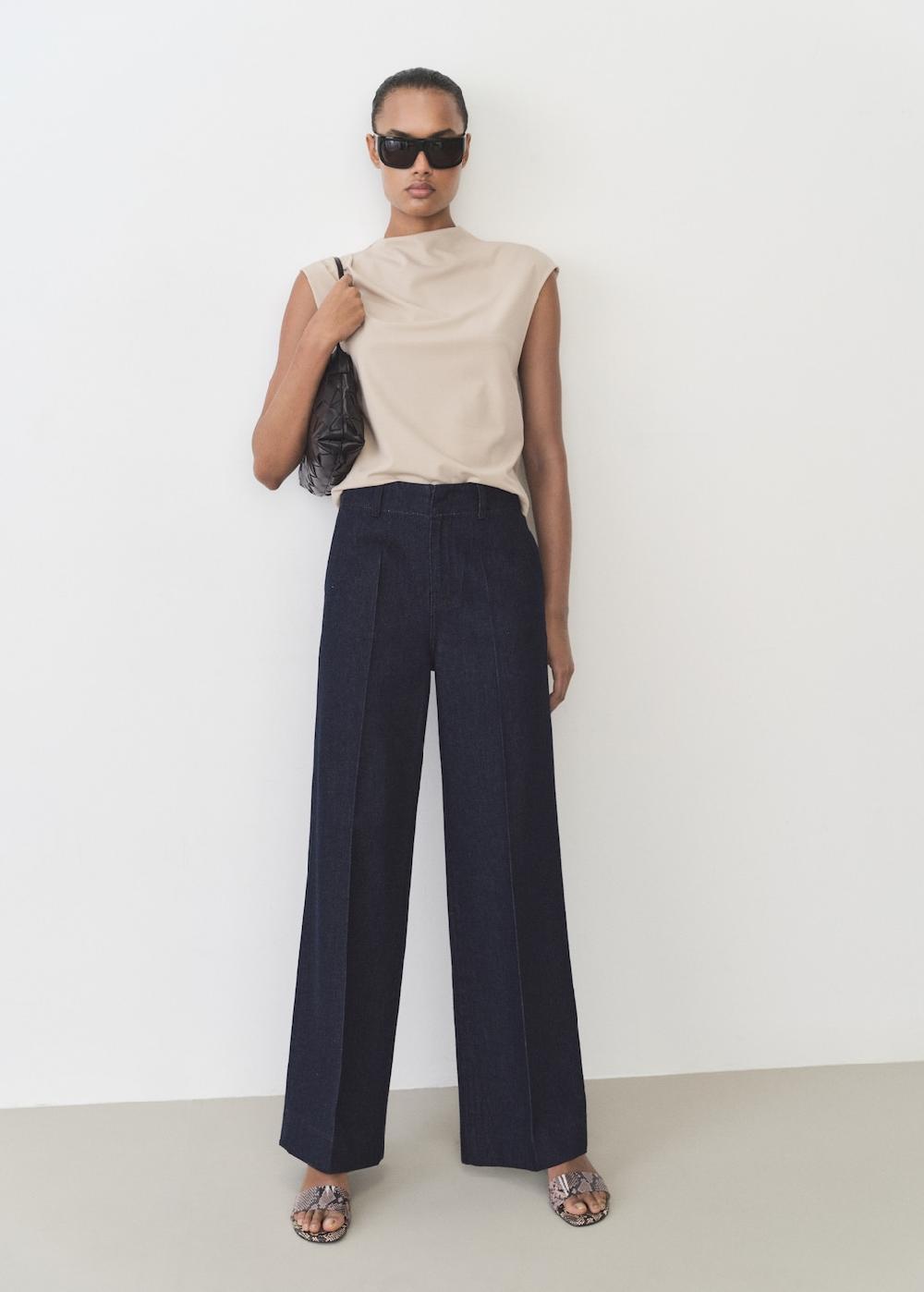 Mango Pantalón vaquero tiro alto wideleg