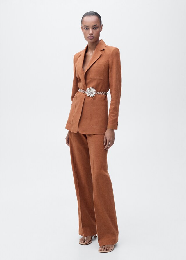 Mango Blazer traje mezcla algodón y lino Tienda
