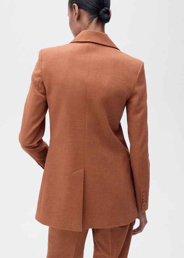 Mango Blazer traje mezcla algodón y lino Tienda