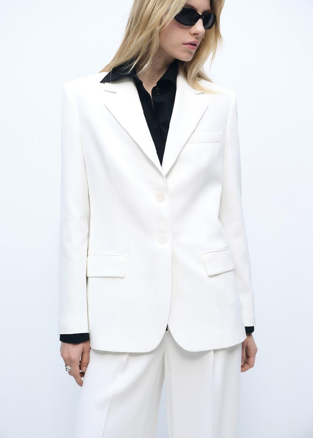 Mango Blazer traje recta botones
