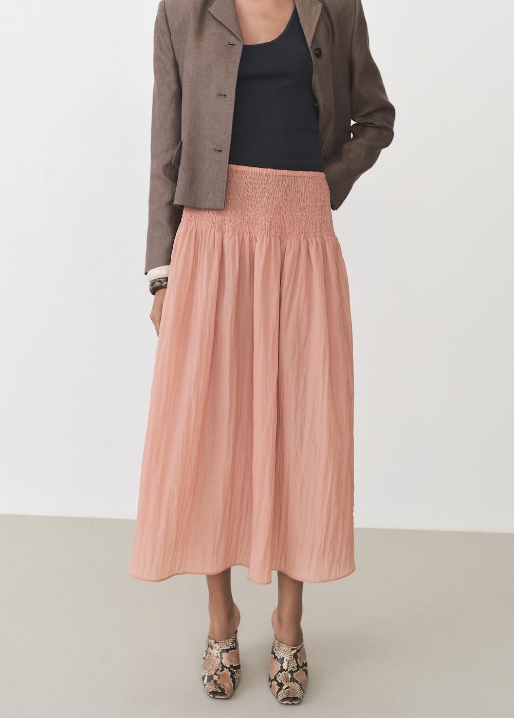 Mango Falda midi panel fruncido