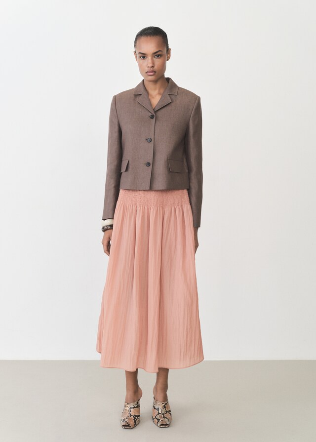 Mango Falda midi panel fruncido Último día