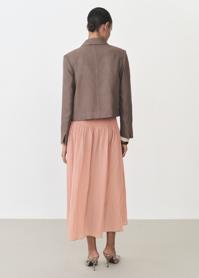 Mango Falda midi panel fruncido Último día