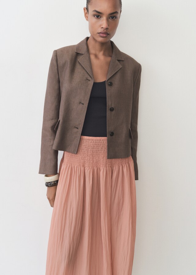 Mango Falda midi panel fruncido Último día
