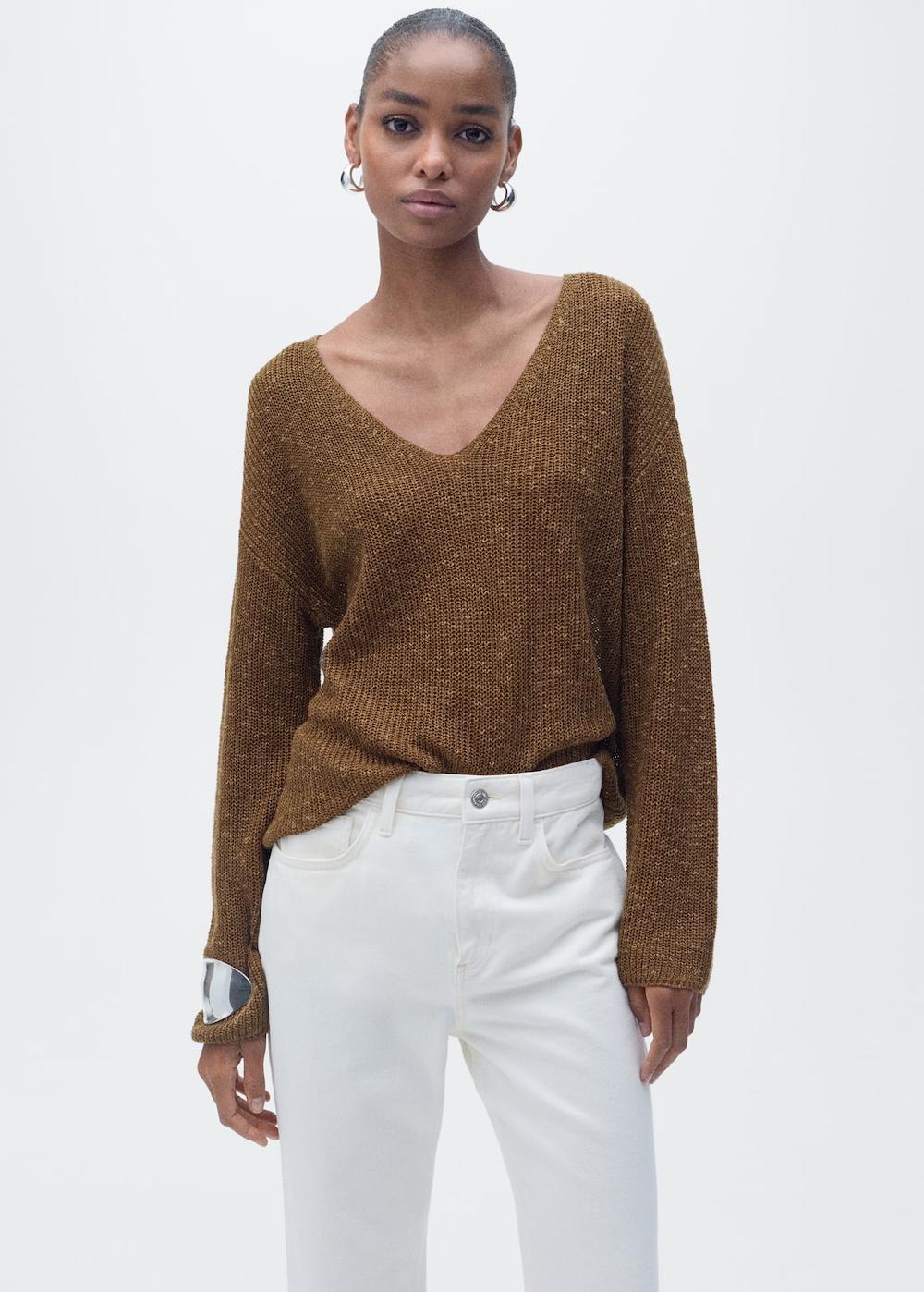 Mango Jersey punto cuello pico