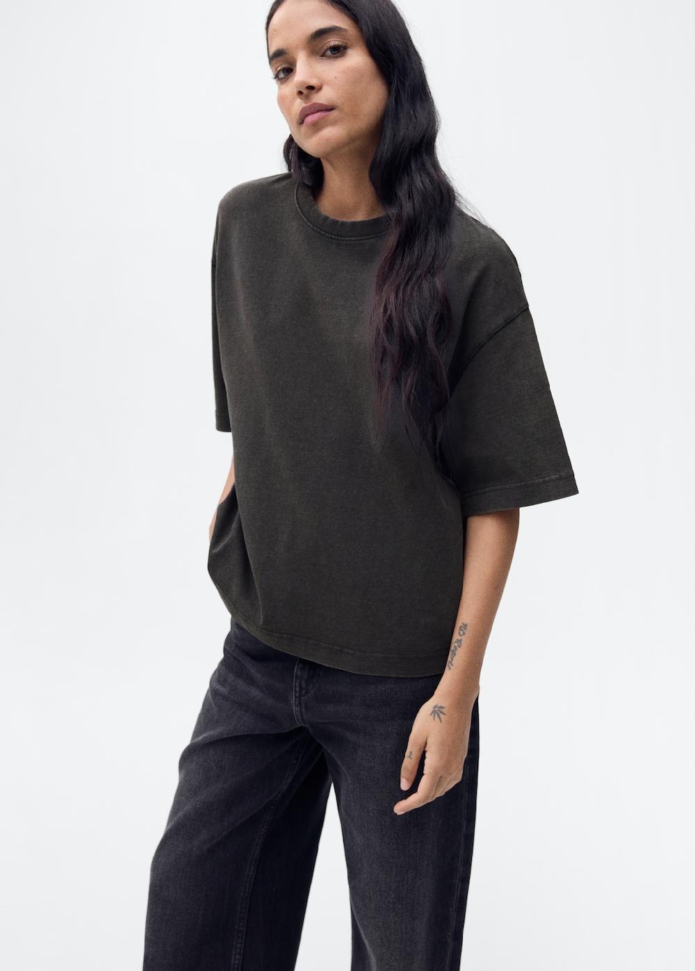Mango Camiseta algodón oversize