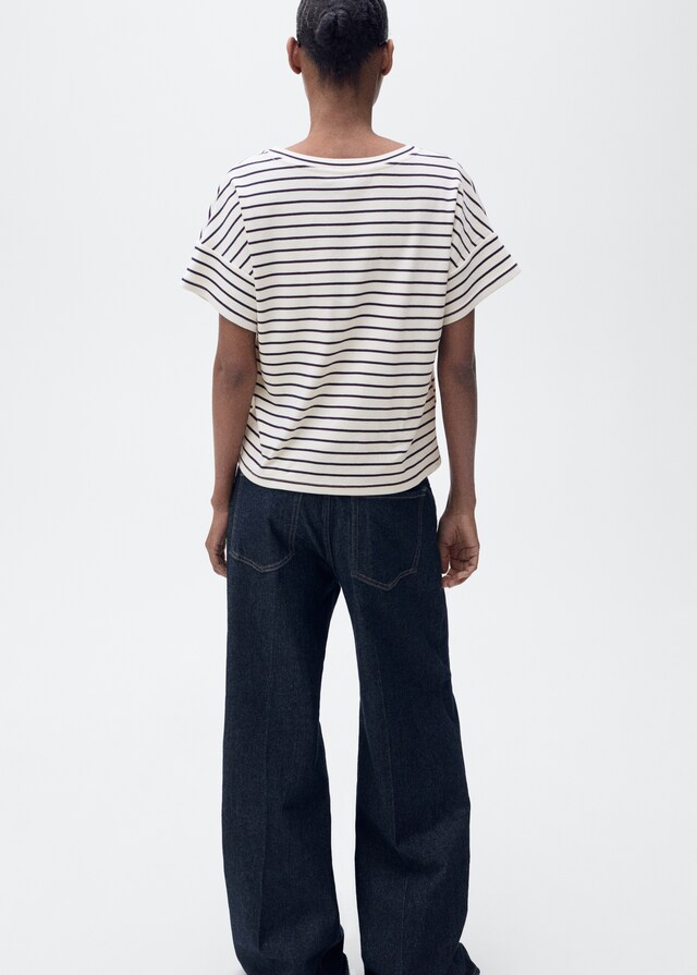 Mango Camiseta rayas cuello pico Ofertas de temporada
