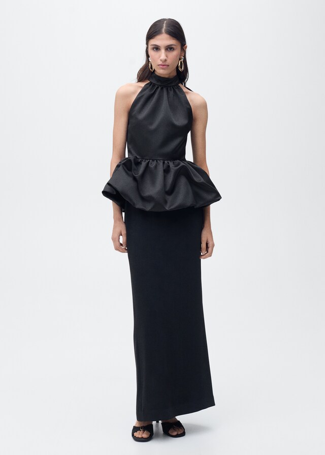 Mango Top cuello halter efecto globo En oferta
