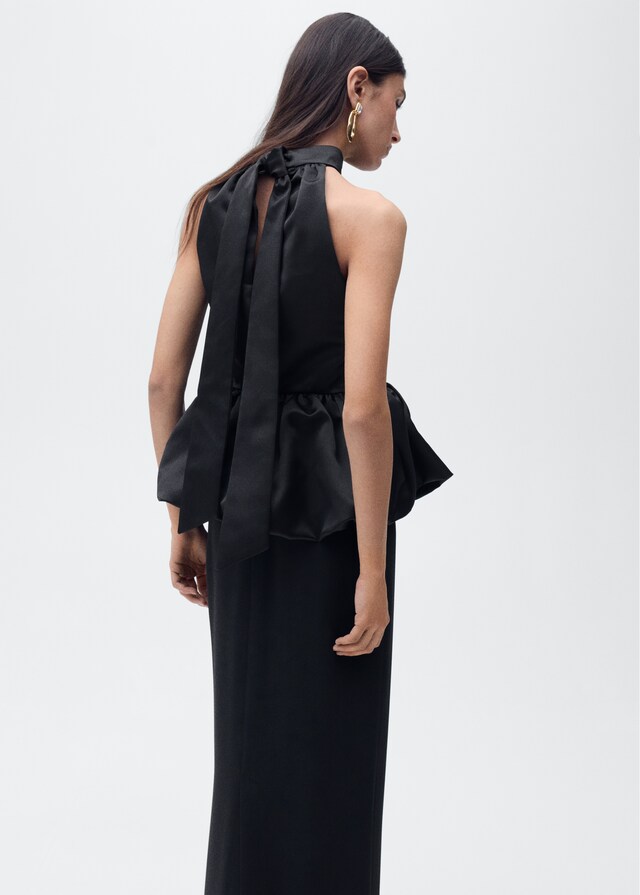 Mango Top cuello halter efecto globo En oferta