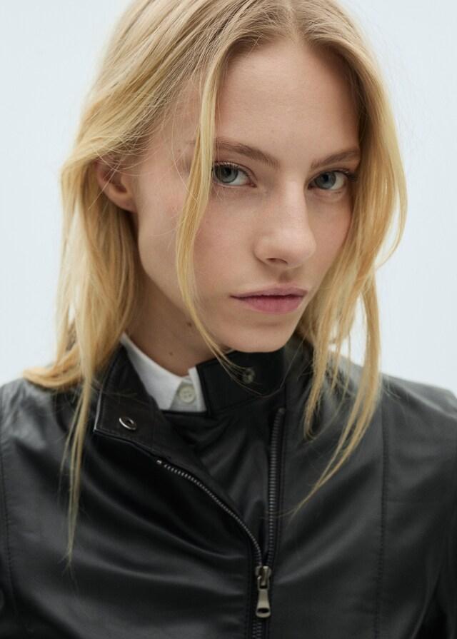 Mango Chaqueta piel entallada cremallera Ventas relámpago