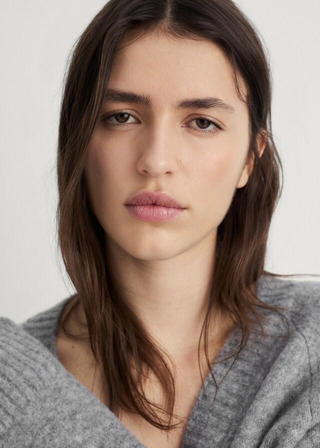 Mango Jersey punto cuello pico liso Oferta especial