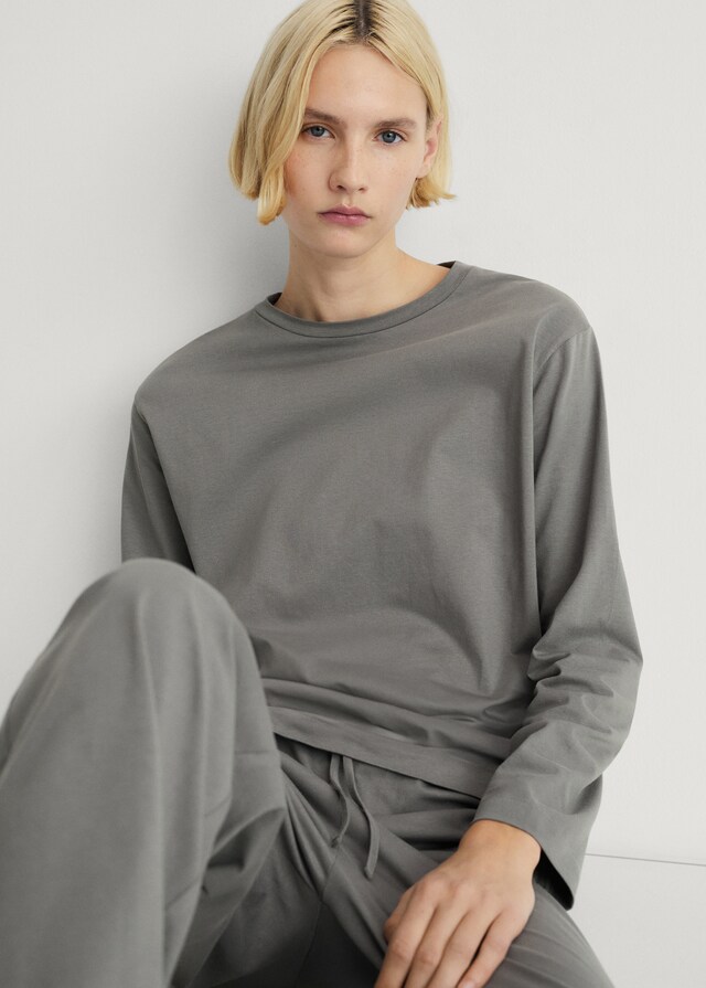 Mango Pijama dos piezas algodón diseño liso Últimos 2 días