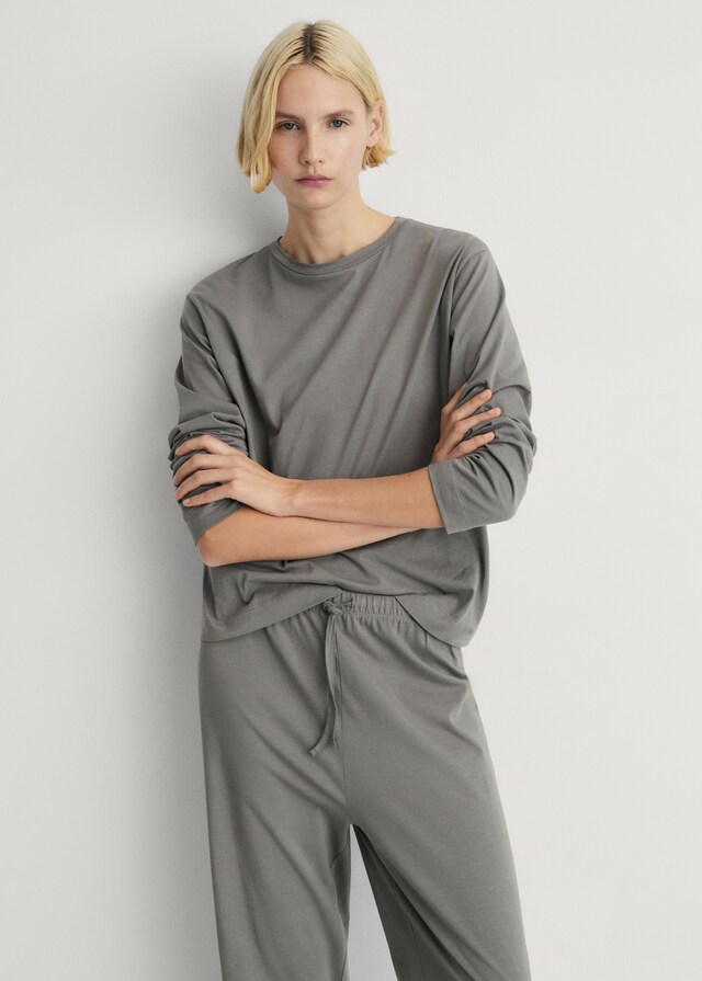 Mango Pijama dos piezas algodón diseño liso Últimos 2 días