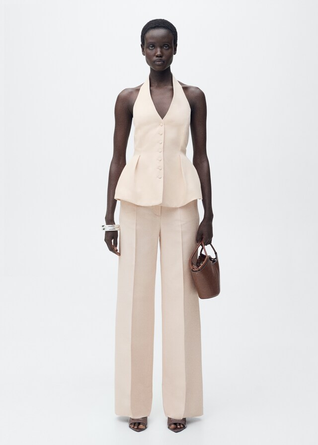 Mango Chaleco cuello halter pinzas Solo hoy