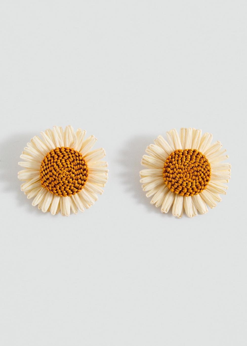Mango Pendientes flores rafia Outlet online