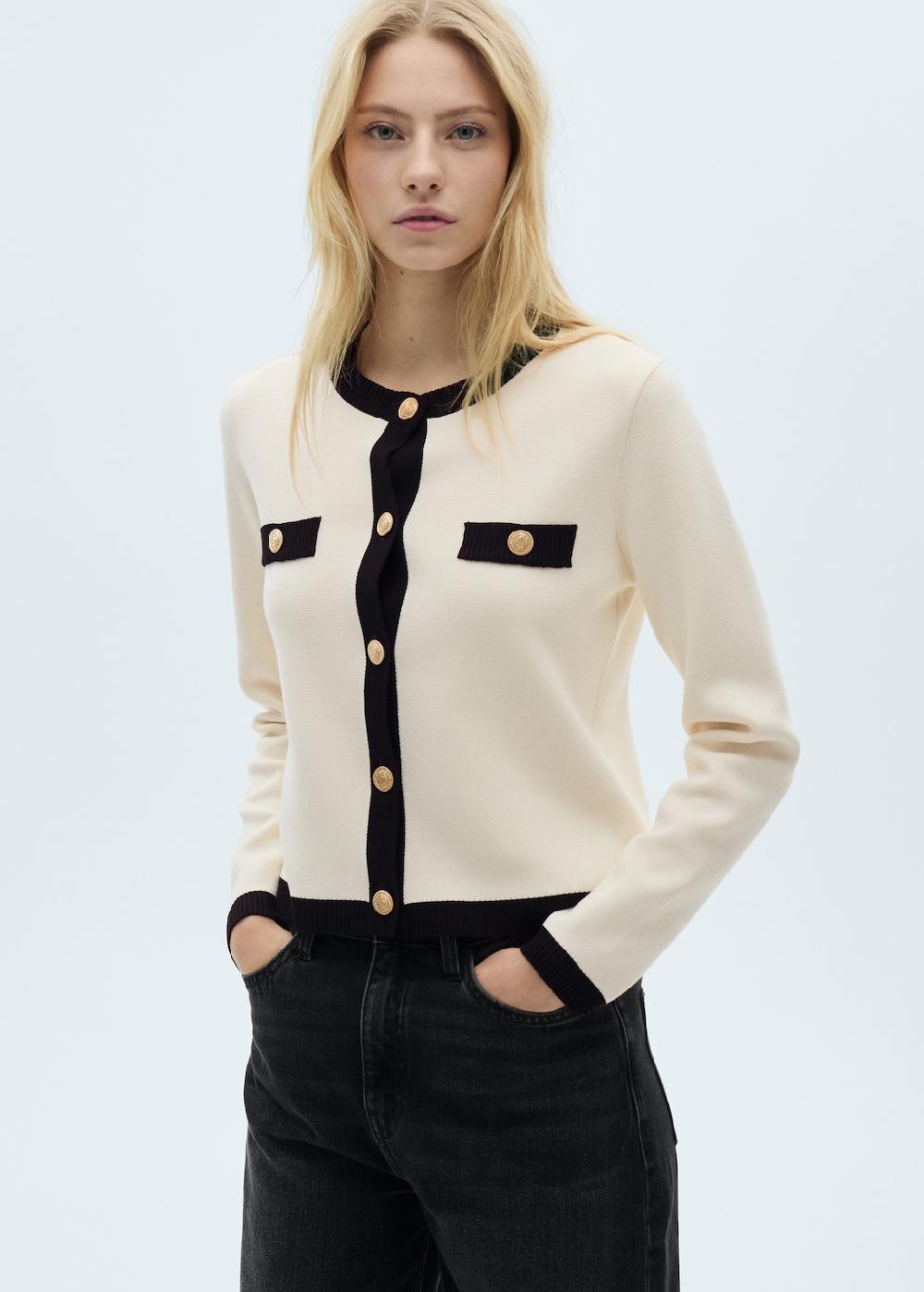 Mango Chaqueta punto botones joya En oferta