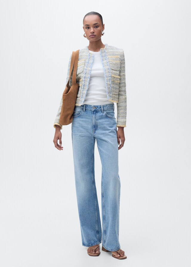 Mango Chaqueta tweed terminaciones deshilachadas Rebajas de fábrica
