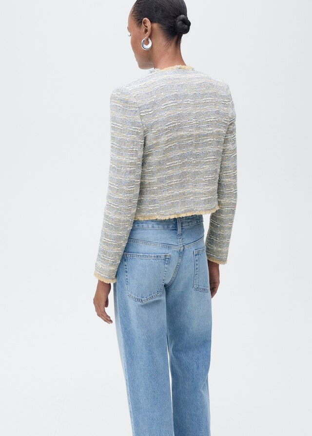 Mango Chaqueta tweed terminaciones deshilachadas Rebajas de fábrica