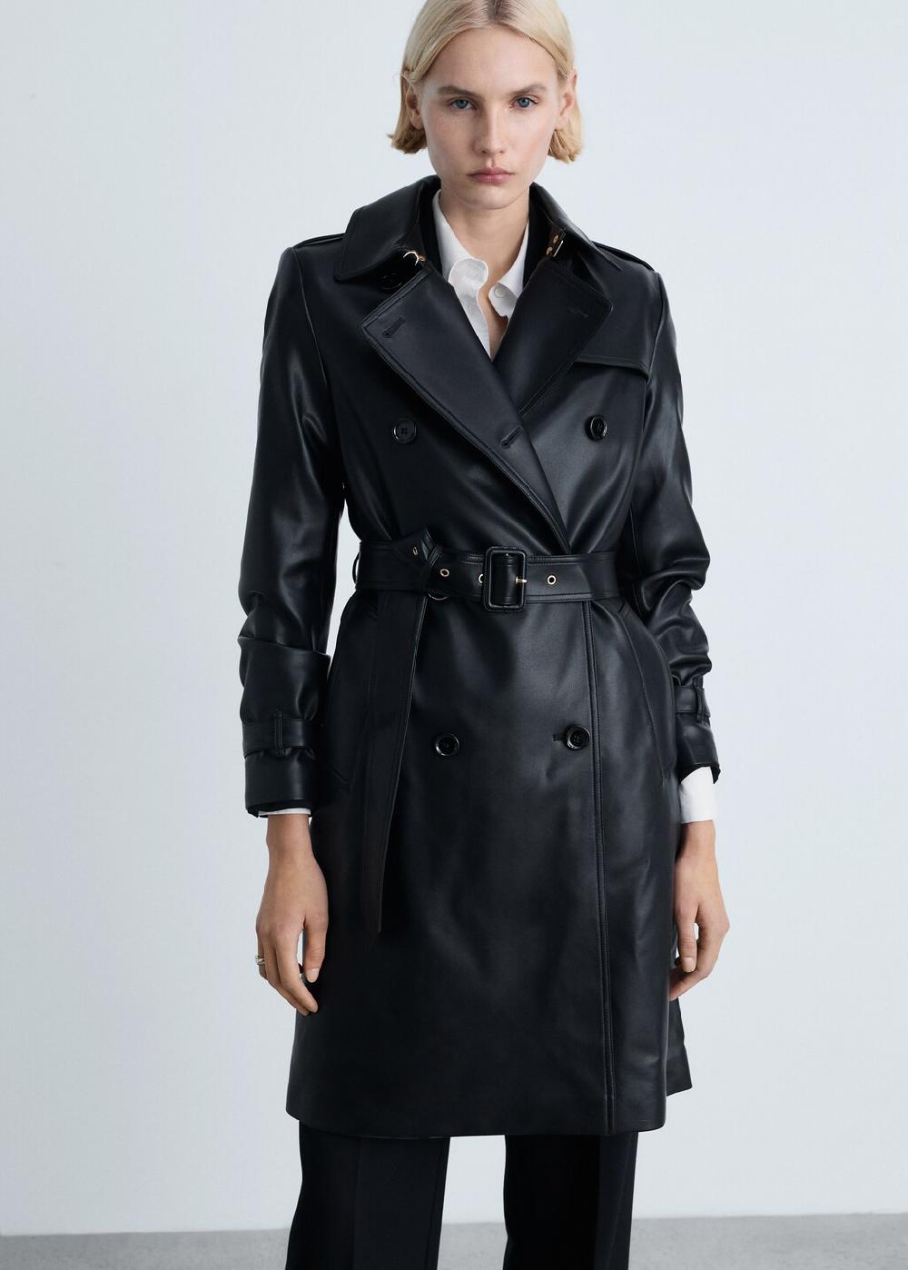 Mango Trench efecto piel Ventas relámpago