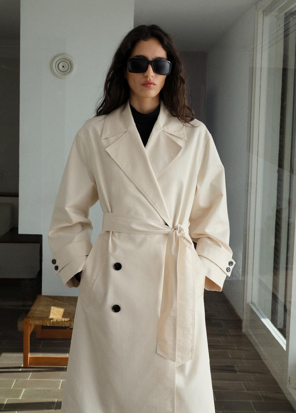 Mango Trench largo oversize doble botonadura Descuento