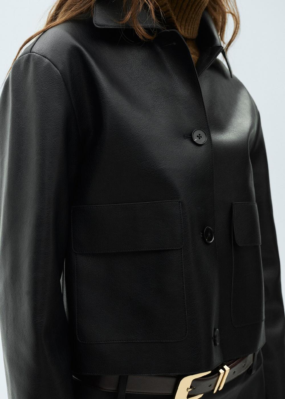 Mango Chaqueta efecto piel bolsillos Tienda