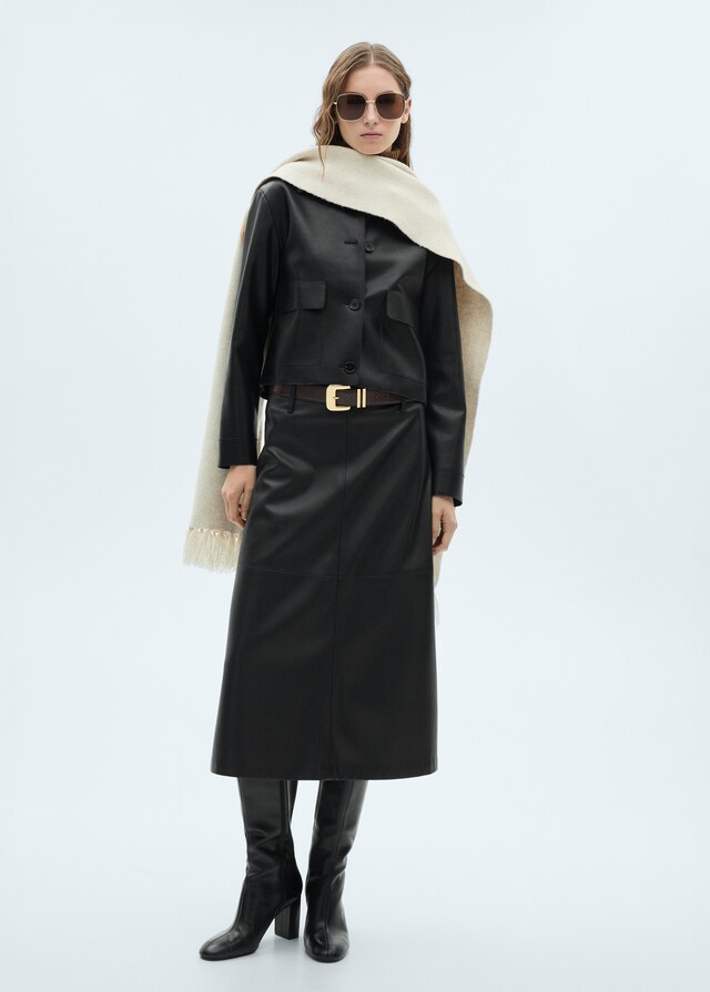 Mango Chaqueta efecto piel bolsillos Tienda