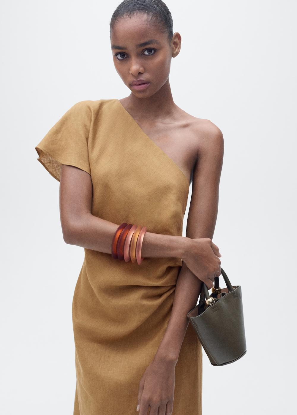 Mango Vestido lino asimétrico