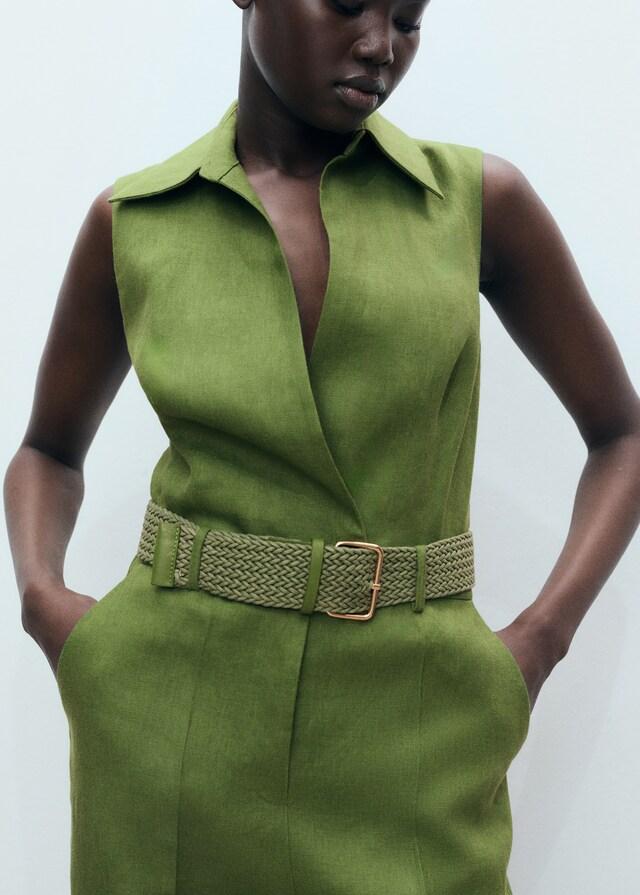 Mango Mono camisero lino cinturón Rebajas top