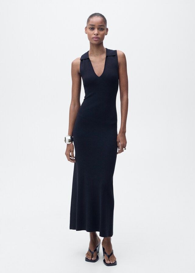 Mango Vestido midi punto solapas Envío gratis