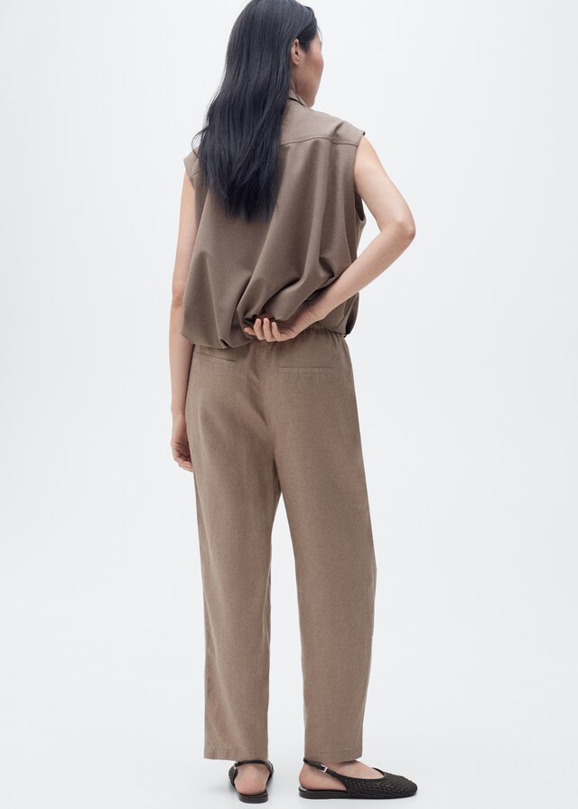 Mango Pantalón recto crop lino Oferta especial