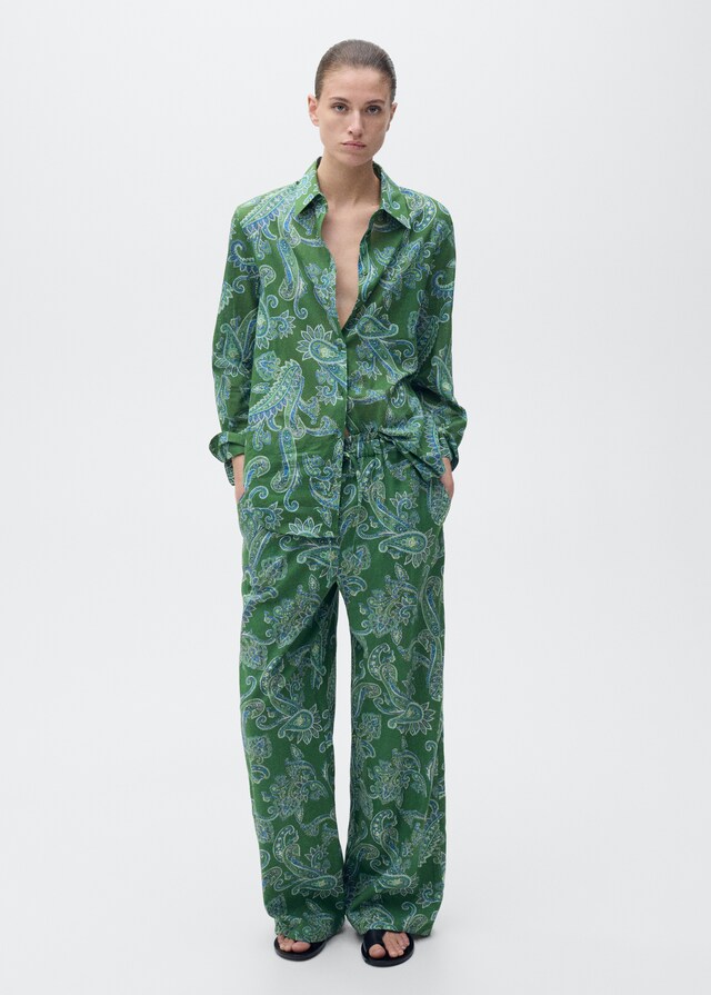Mango Pantalón lino paisley Envío gratis