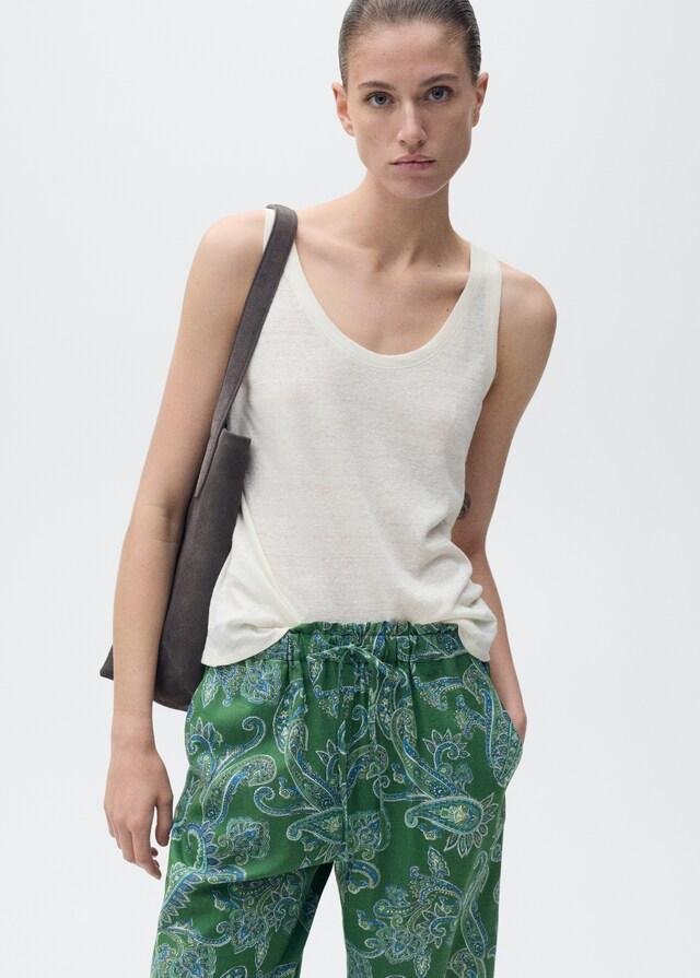 Mango Pantalón lino paisley Envío gratis