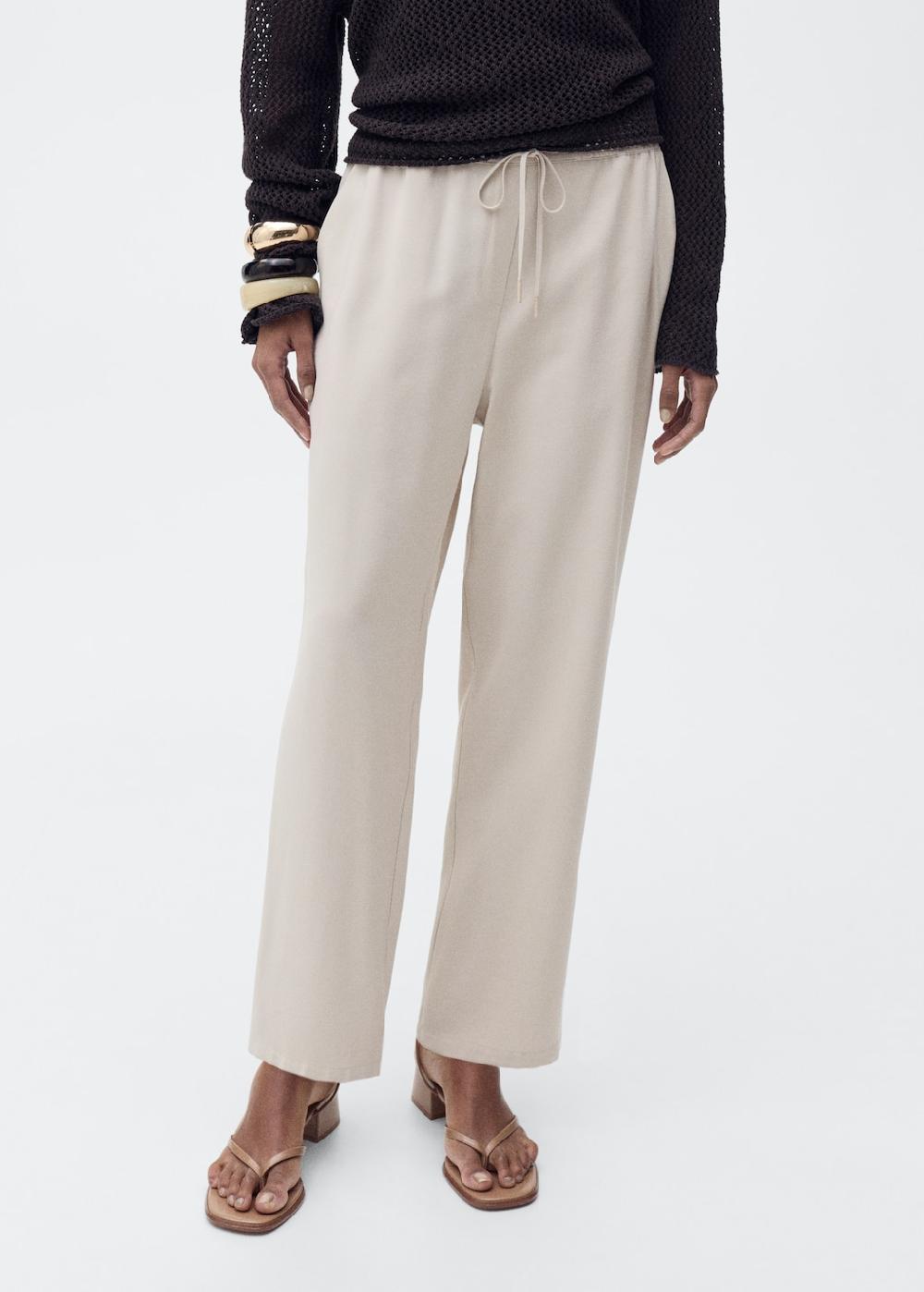 Mango Pantalón fluido cintura elástica