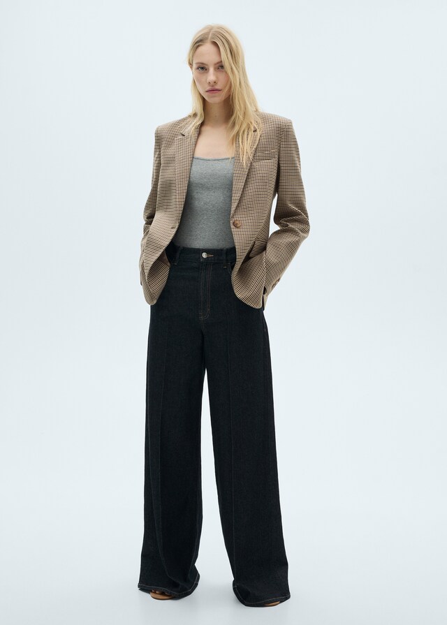 Mango Blazer recta micro pata de gallo Precio de fábrica