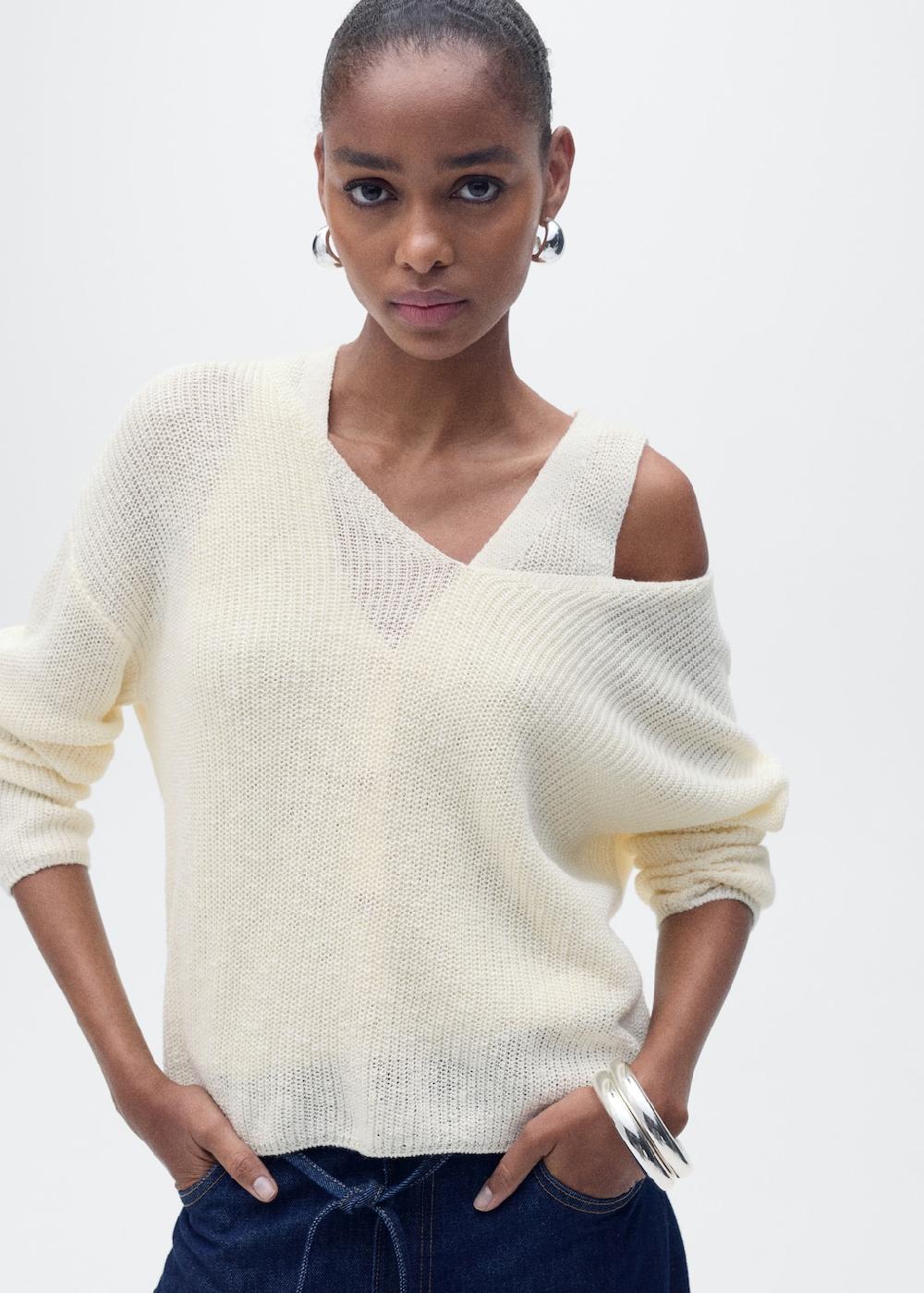 Mango Jersey punto cuello pico