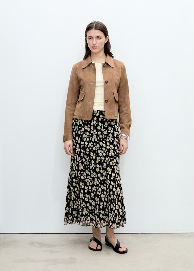 Mango Falda larga evasé flores En oferta
