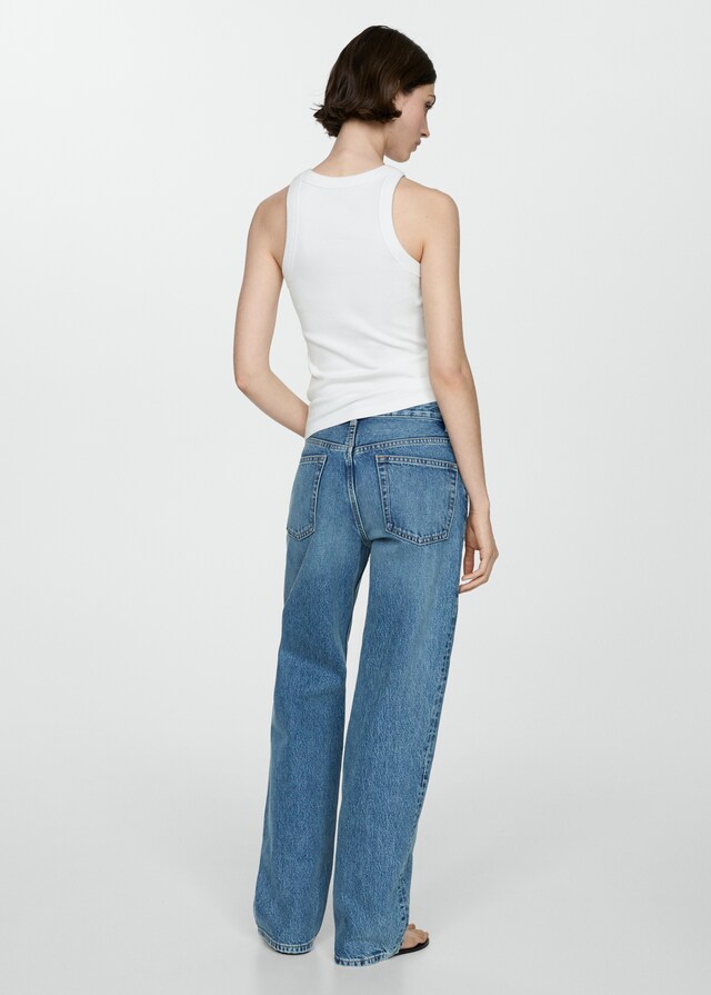 Mango Top canalé algodón Ofertas especiales