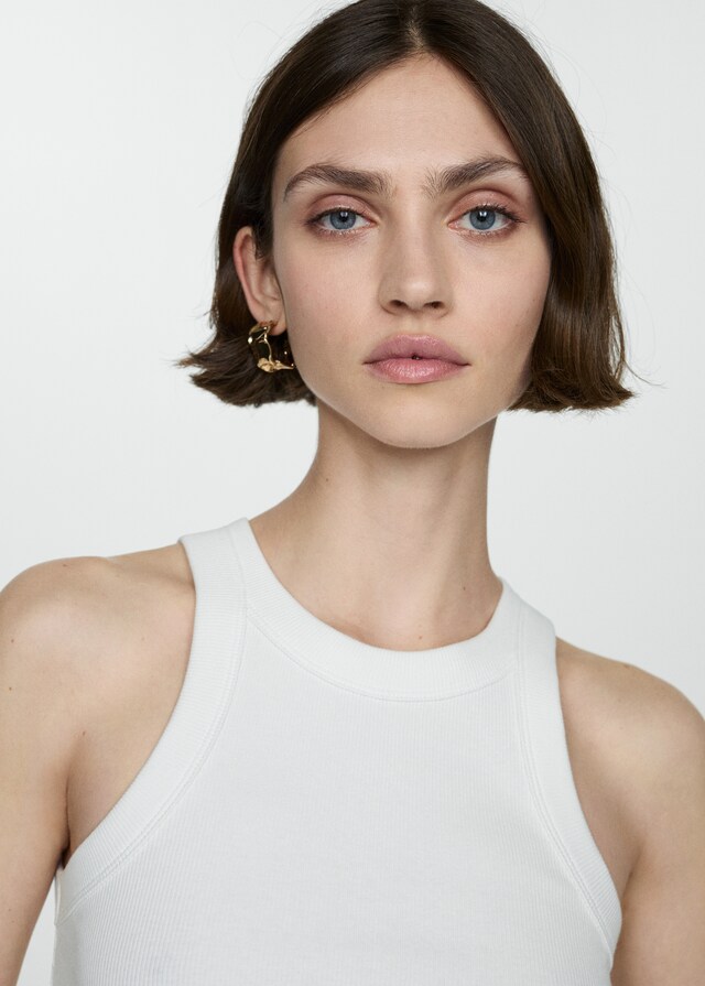 Mango Top canalé algodón Ofertas especiales