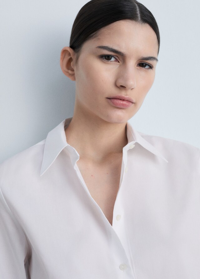 Mango Camisa regular mezcla algodón lyocell Rebajas de fin de temporada