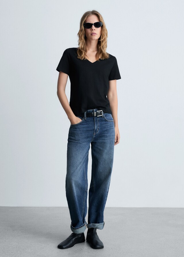 Mango Camiseta algodón cuello pico Rebajas