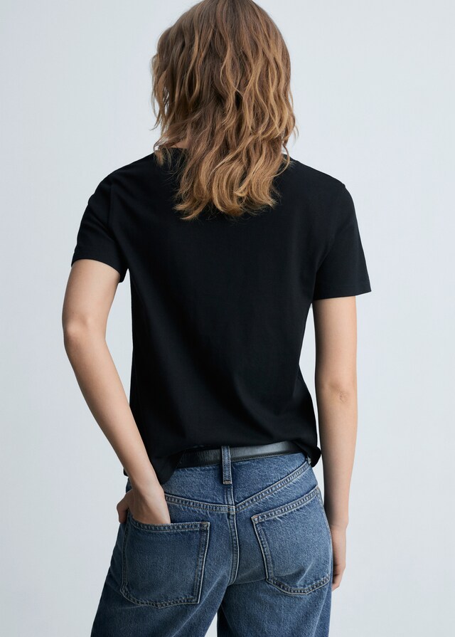 Mango Camiseta algodón cuello pico Rebajas
