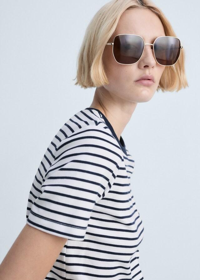 Mango Camiseta algodón manga corta rayas Gran oferta
