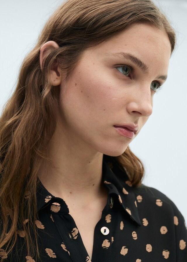 Mango Vestido camisero topos detalle nudo Último día