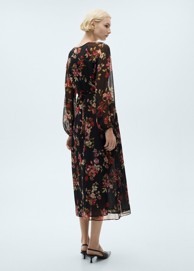Mango Vestido floral manga abullonada Oferta especial de fábrica